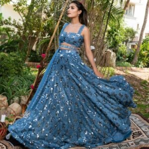 Blue Color Beautiful Sequins Work lehenga Choli