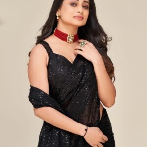 Black Color Beautiful Sequence Work Saree