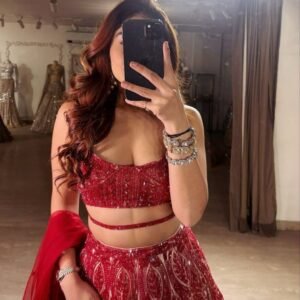 Red Color Thread Embroidery Work Lehenga Choli