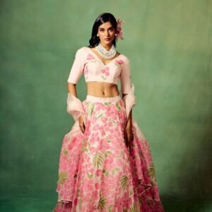 White Color Flower Printed Lehenga Choli