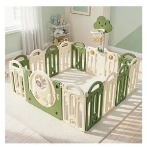 Foldable Baby Playpen with Safety Gate and Activity Panels