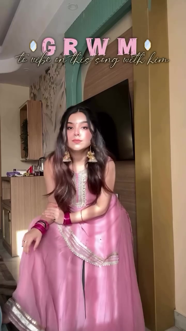 Dusty Pink Gota Patti Kurta Sharara Set with Embroidered Neckline - Image 4