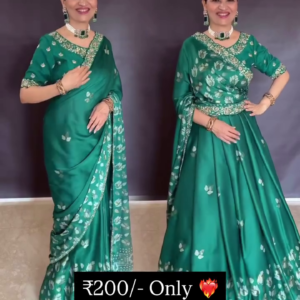 Soft Taffeta Silk with Printed Butti Work