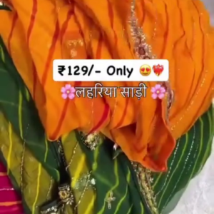 Traditional Rajasthani Leheriya Saree with Gota Border