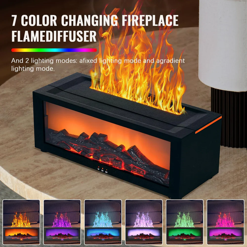 7-Color Changing Fireplace Flame Diffuser for Ambient Living - Image 3