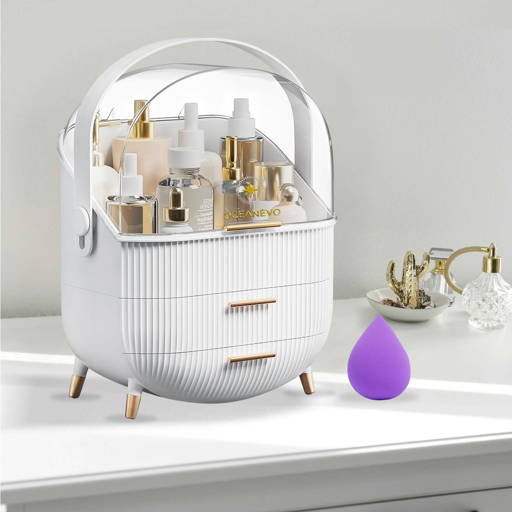 Multi-Layer Makeup and Cosmetic Storage Organizer with Transparent Lid - Image 2