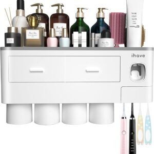 Wall-Mounted Toothbrush & Cup Organizer with Upside-Down Cup Design