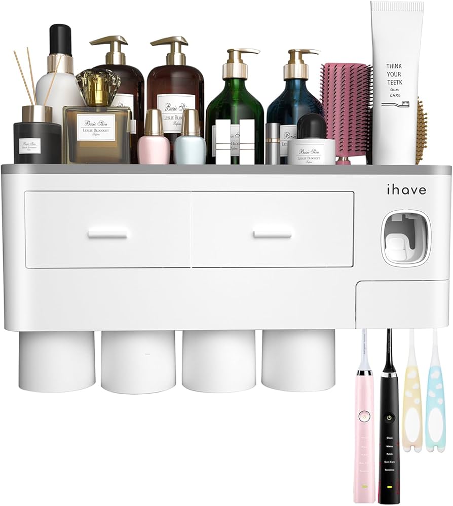 Wall-Mounted Toothbrush & Cup Organizer with Upside-Down Cup Design - Image 2