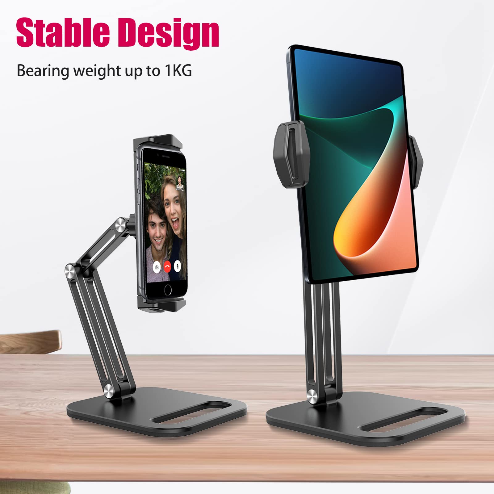 Adjustable Foldable Aluminum Mobile Phone & Tablet Stand - Image 2