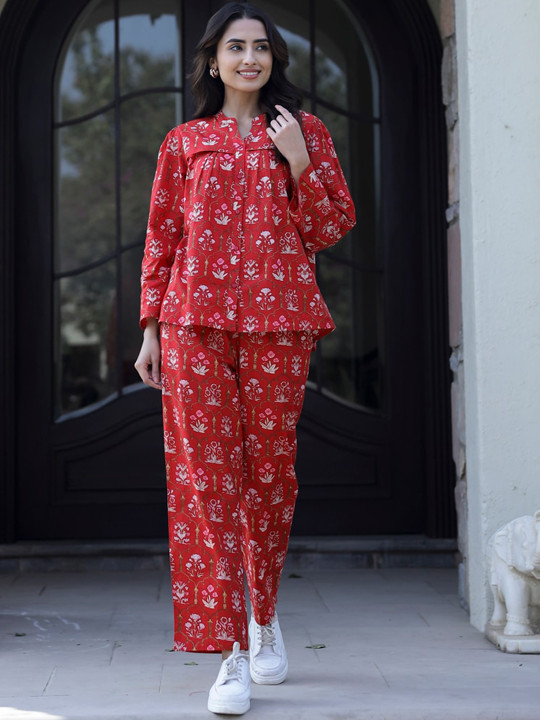 Floral Printed Pure Cotton Co-Ords Set - Image 2