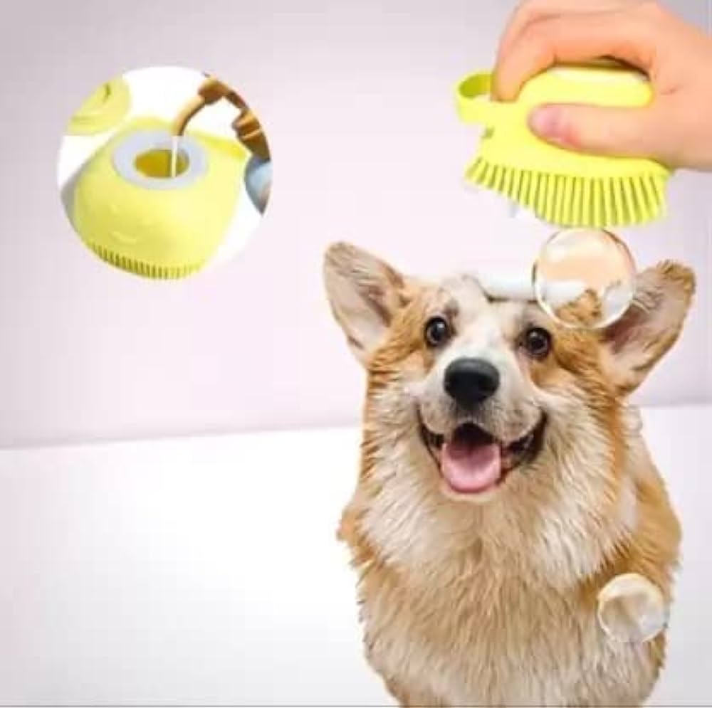 Pet Bath Brush with Built-In Soap Dispenser - Image 3