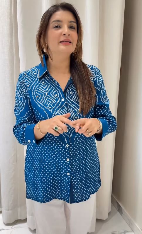 Bandhani Printed Sequin Embroidered Button-Down Shirt - Image 3