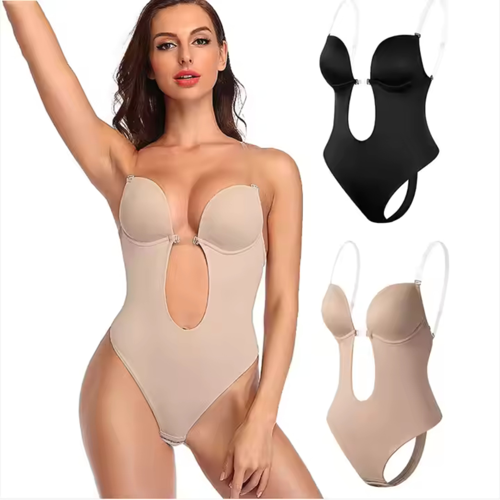 Women's Shapewear Bodysuit with Plunge Neckline - Image 3