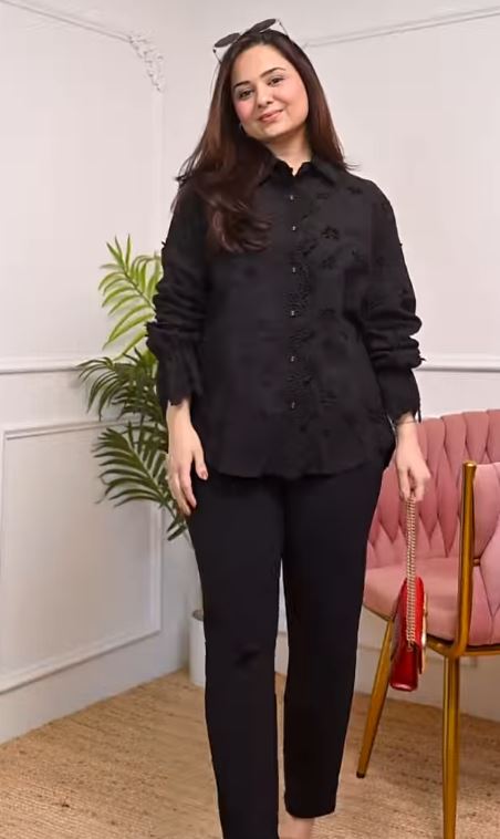 Luxe Applique Bloom Shirt Co-Ord Set - Image 3