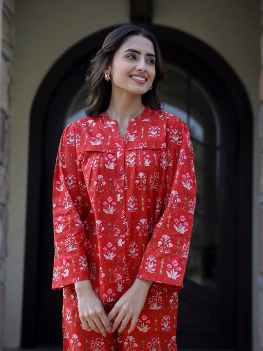 Floral Printed Pure Cotton Co-Ords Set - Image 3