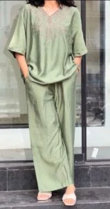 Embroidered Linen Relaxed-Fit Shirt and Trousers Co-Ord Set - Image 3