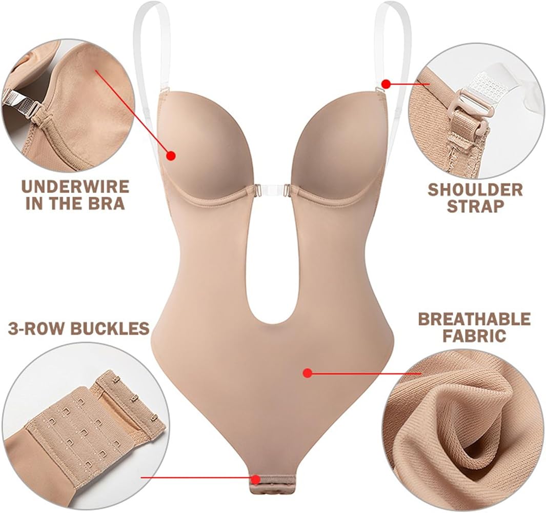 Women's Shapewear Bodysuit with Plunge Neckline - Image 4