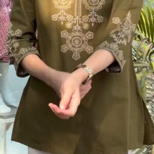 Floral Embroidered Short Kurti