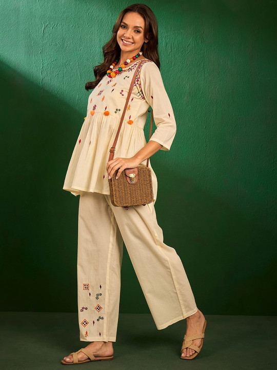 Pure Cotton Top with Palazzos Co-ord Set - Image 3