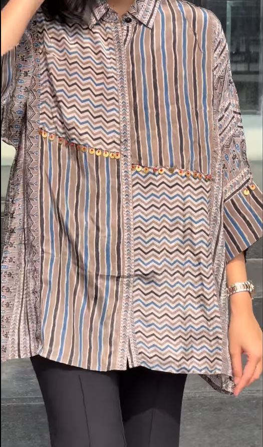 Fashion Floor India Boho Grid Ajrakh Print Multi-Pattern Shirt - Image 5