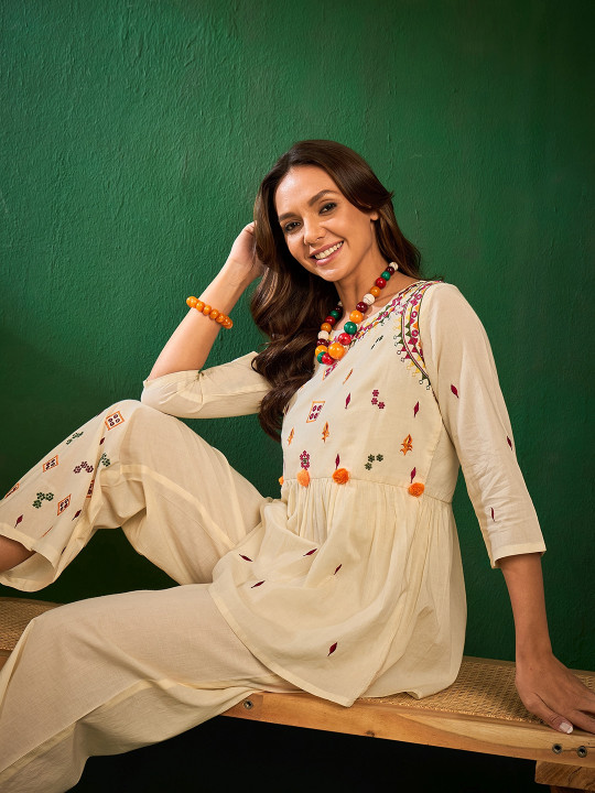 Pure Cotton Top with Palazzos Co-ord Set - Image 5