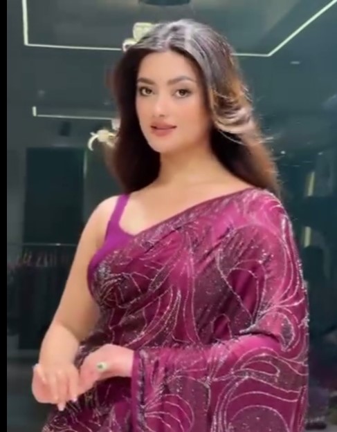 Wine Sequin Georgette Saree with Matching Blouse - Image 2