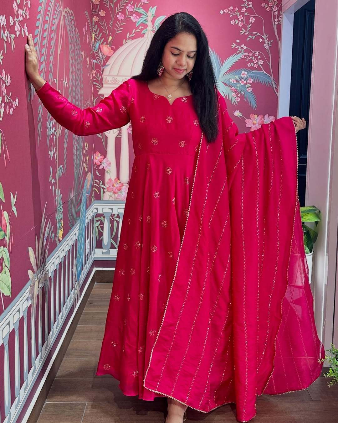 Anarkali Kurta with Trousers & Dupatta - Image 2