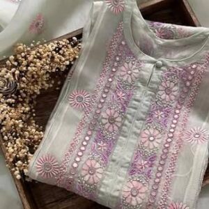 Elegant Chikankari Kurta with Mirror Work