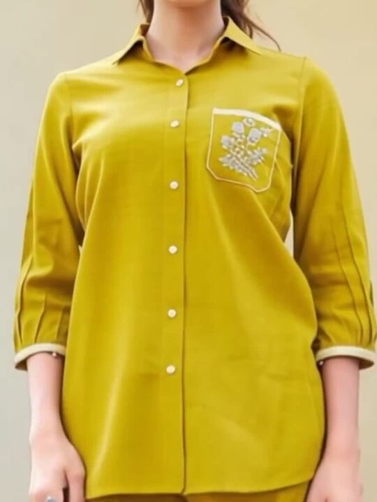 Mustard Yellow Embroidered Silk Co-ord Set - Image 3