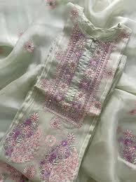Elegant Chikankari Kurta with Mirror Work - Image 4
