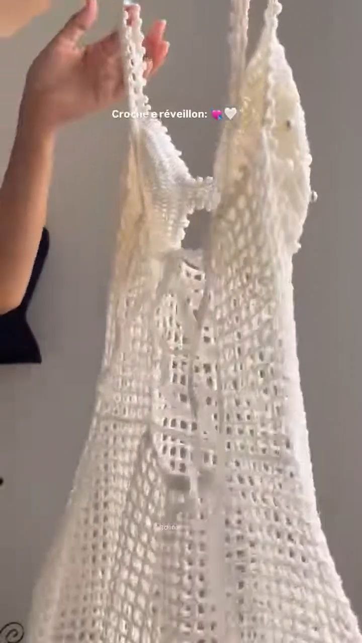 White Crochet Pearl Detail Mini Dress - Image 2