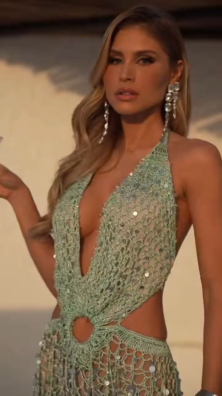 Mint Sequin Net Cut-Out Evening Gown - Image 3