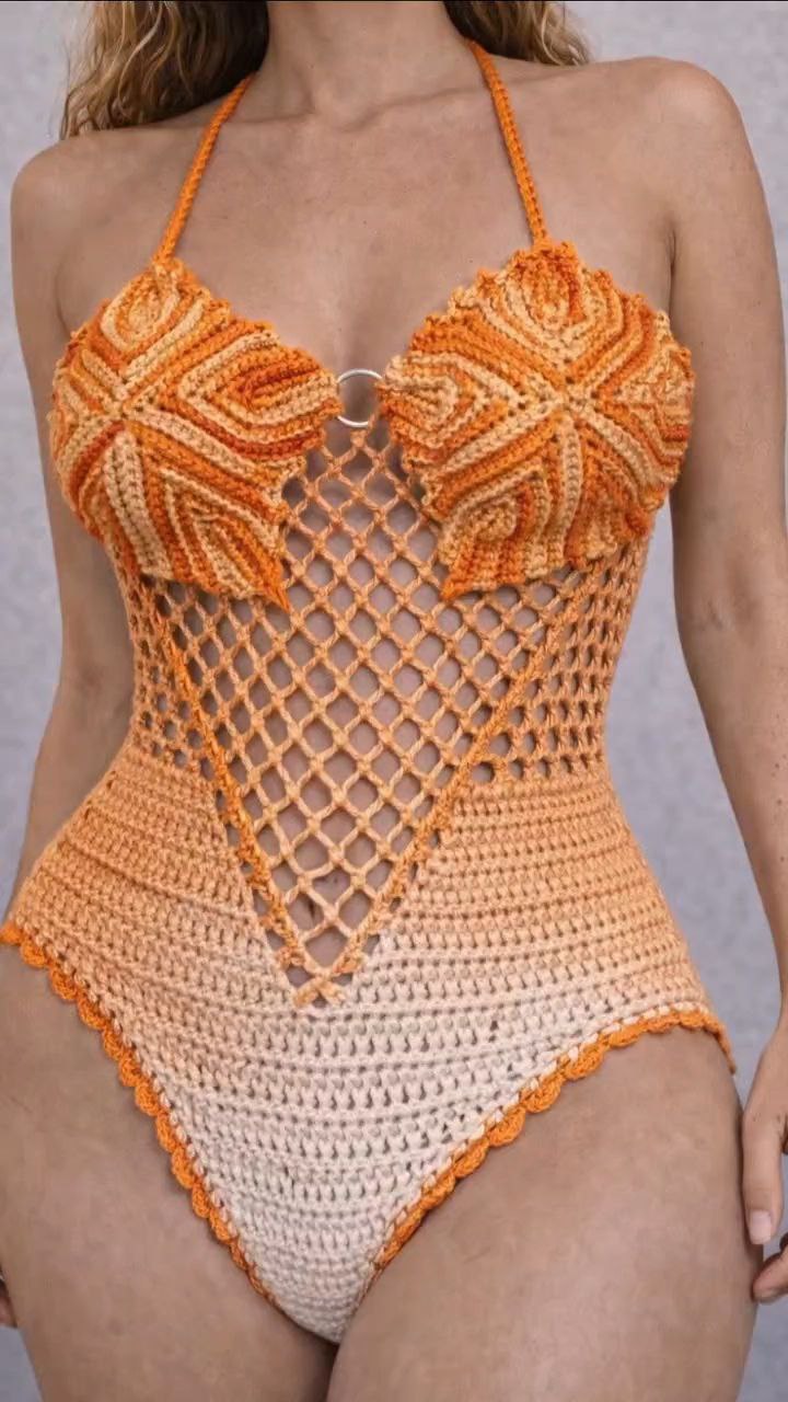 White Crochet Tie-Up One-Piece Swimsuit - Image 3