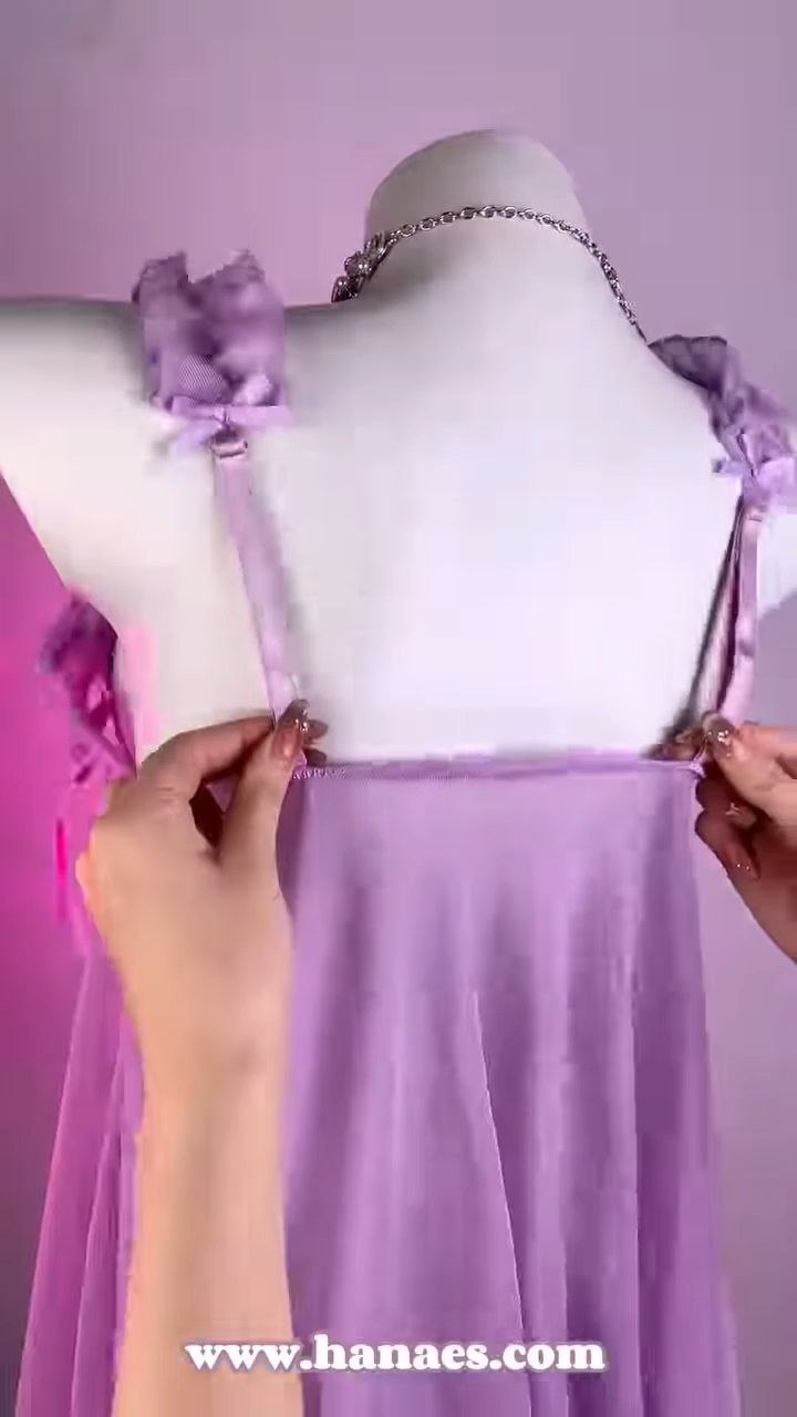 Lavender Sheer Babydoll with Ruffle Strap Detail - Image 4