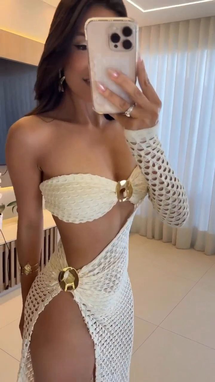 Ivory Crochet One-Shoulder Cut-Out Maxi Dress - Image 5