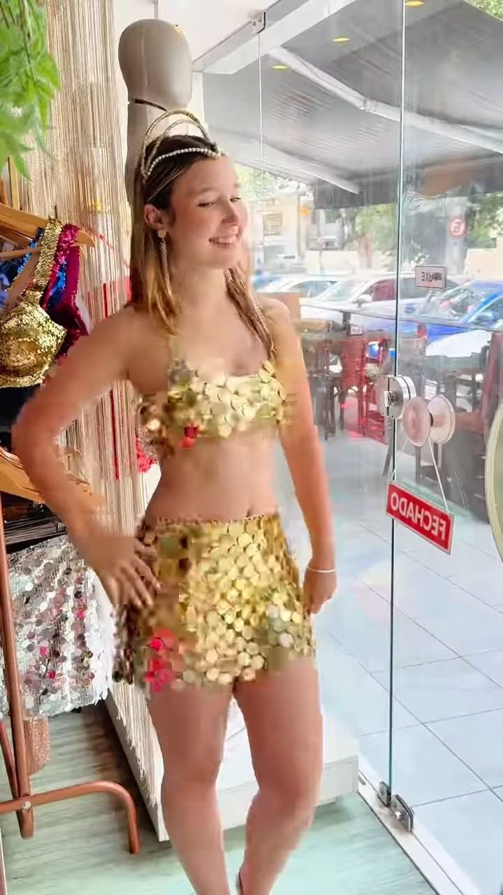 Gold Sequin Disc Two-Piece Party Set - Image 2