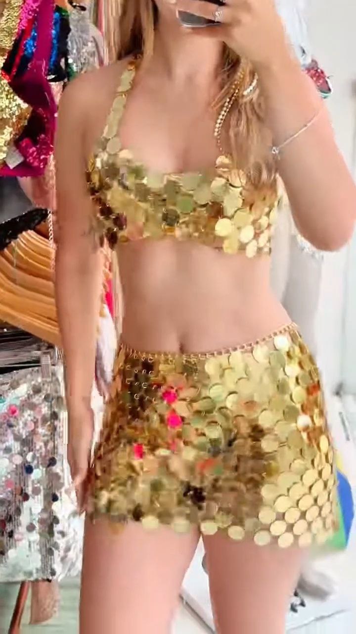 Gold Sequin Disc Two-Piece Party Set
