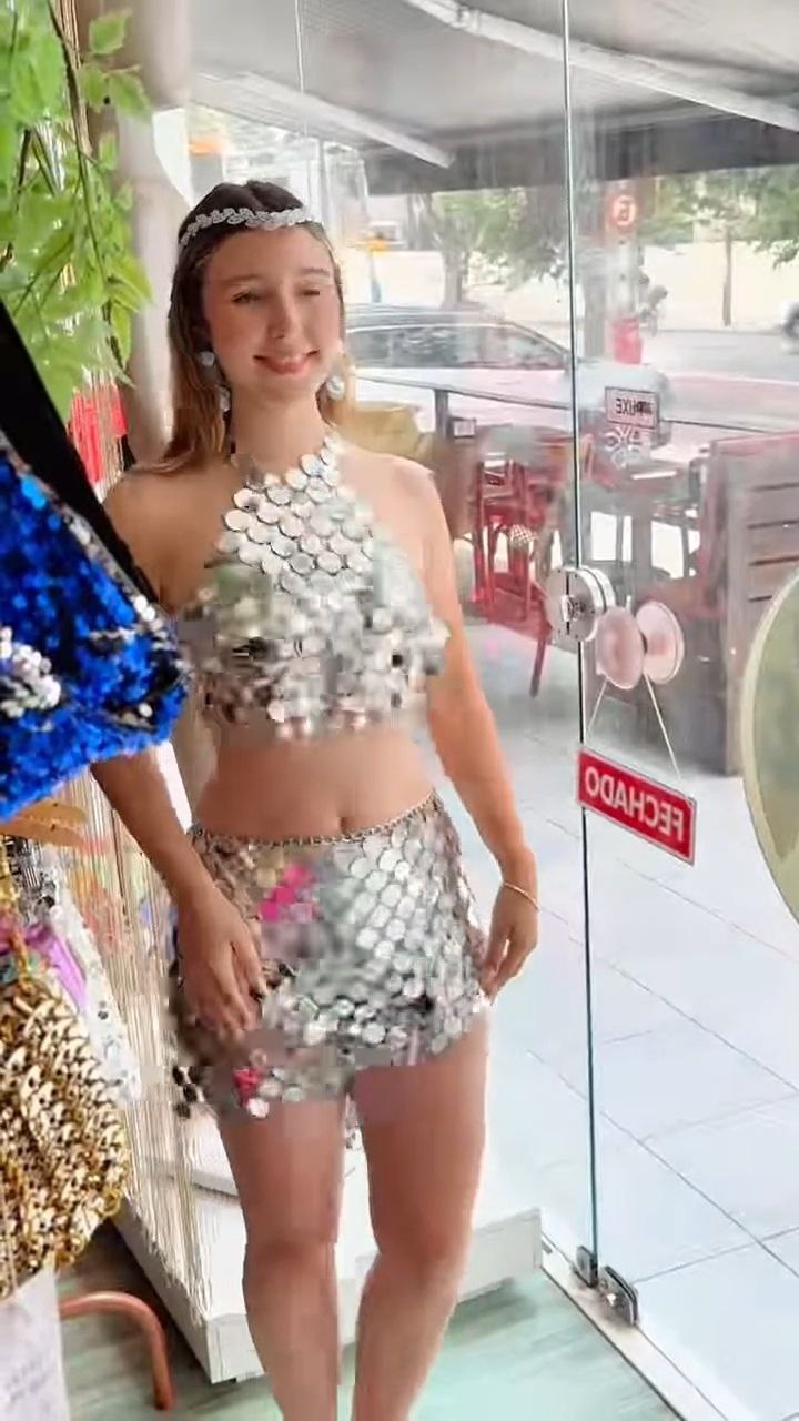 Gold Sequin Disc Two-Piece Party Set - Image 6