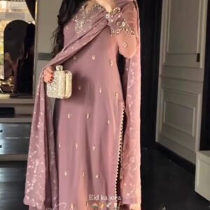 Heavy Faux Georgette Embroidered Kurta Pant Set with Dupatta