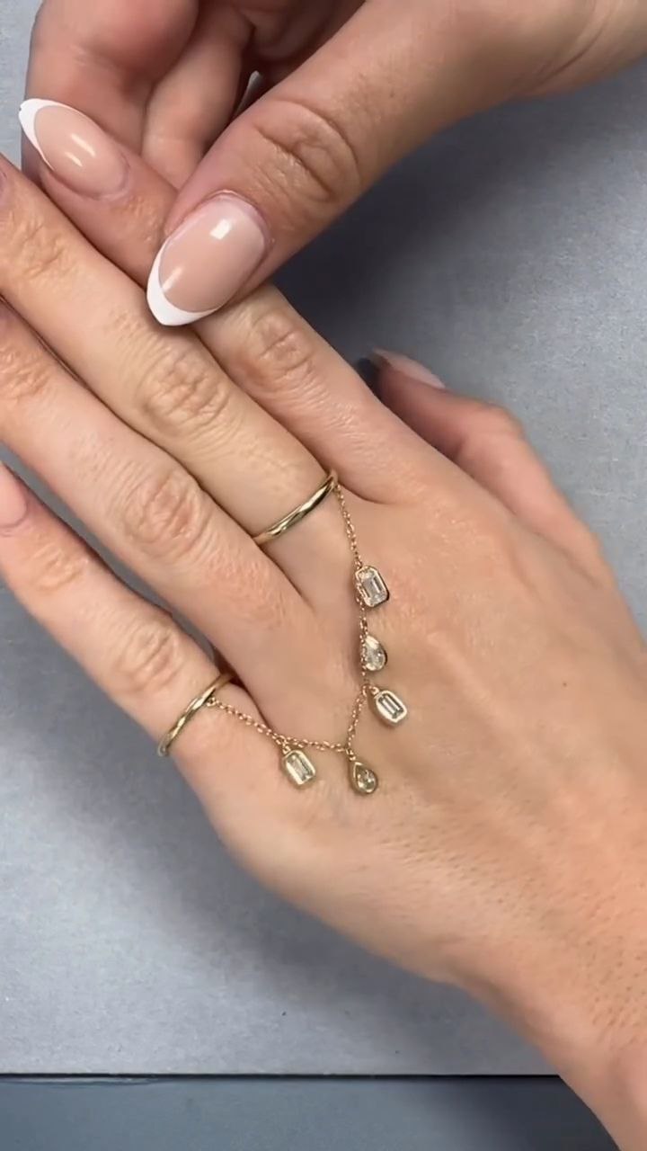 Delicate Dual-Ring Chain Hand Harness with Stone Drops