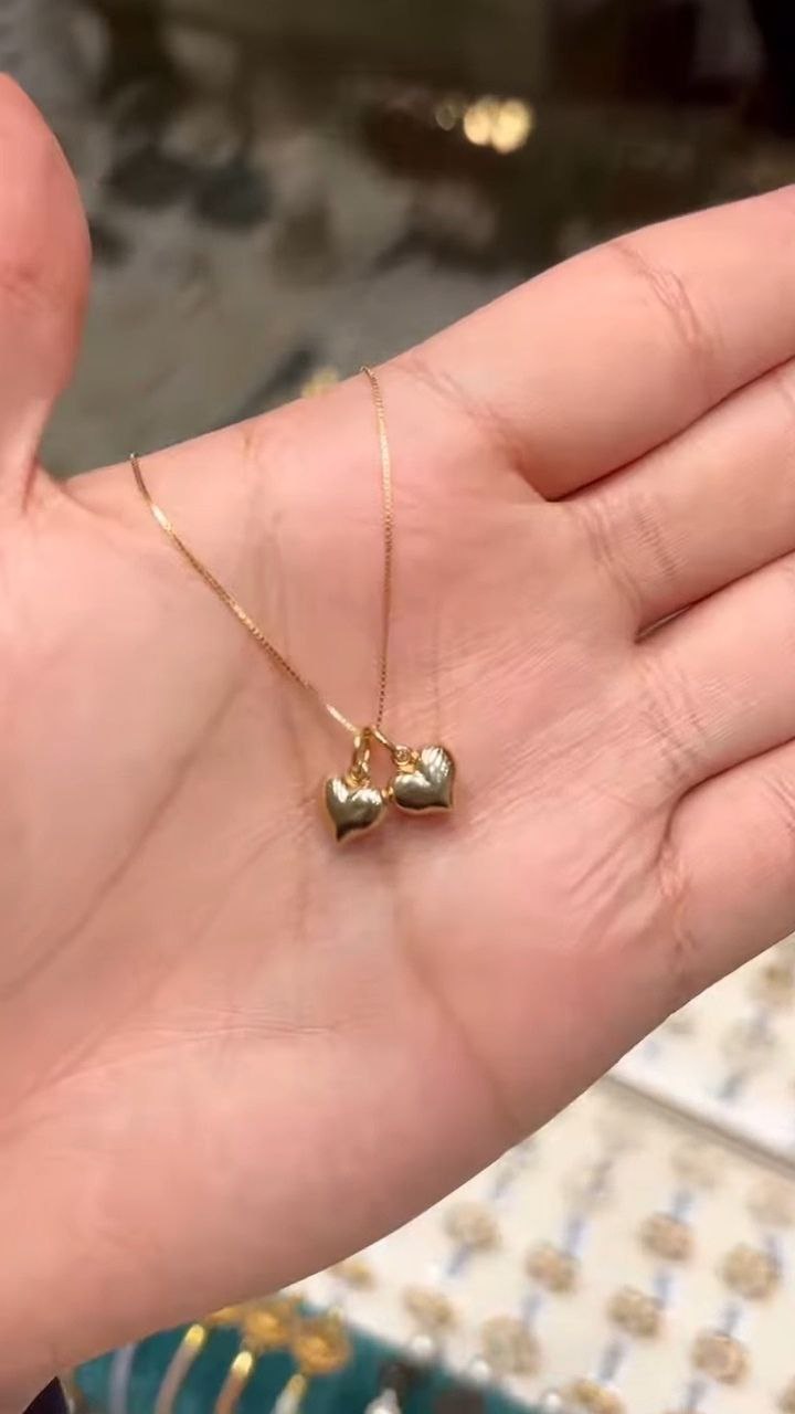 Double Heart Charm Gold Chain Necklace - Image 2