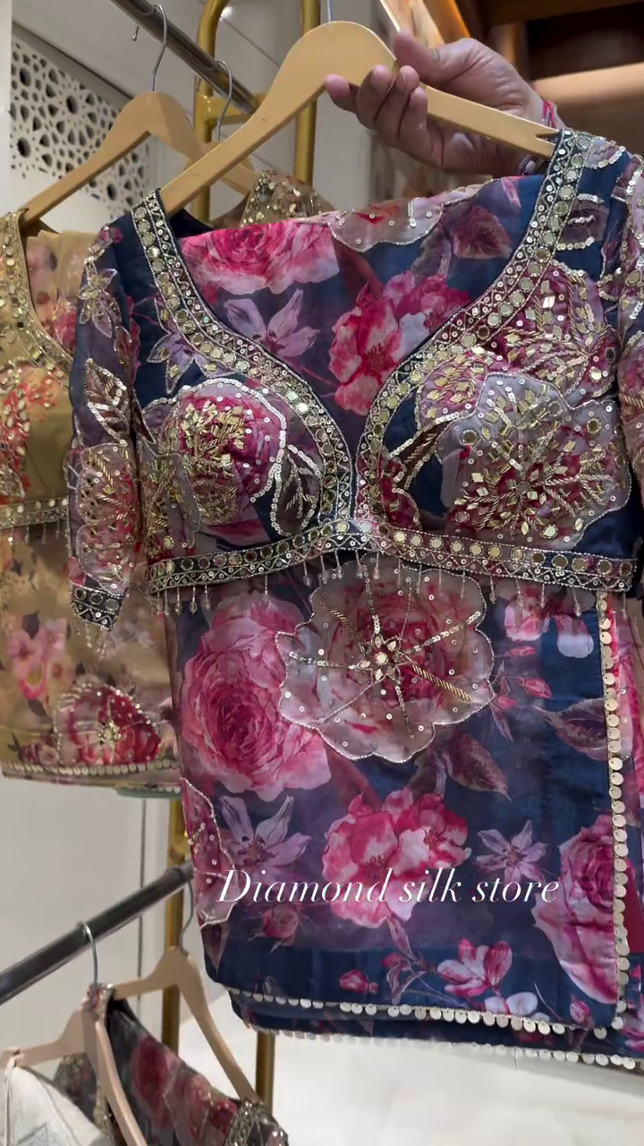 Floral Embroidered Organza Blouse – Diamond Silk Store Exclusive - Image 3